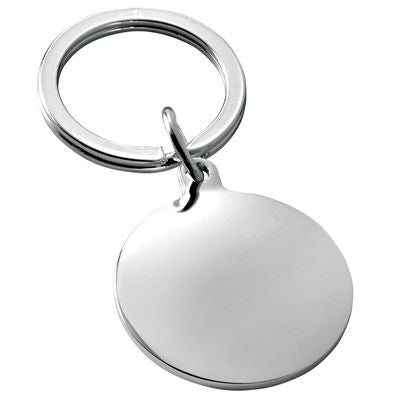 Branded Promotional METAL KEYRING in Silver with Large Round Tag Keyring From Concept Incentives.