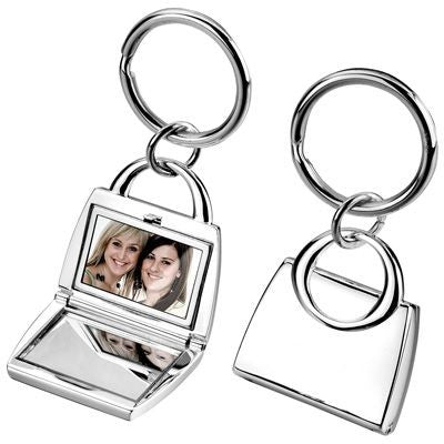 Branded Promotional METAL KEYRING in Silver with Mirror & Photo Frame Photo Frame From Concept Incentives.