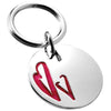 Branded Promotional ROUND METAL KEYRING in Silver with Red Hearts Keyring From Concept Incentives.