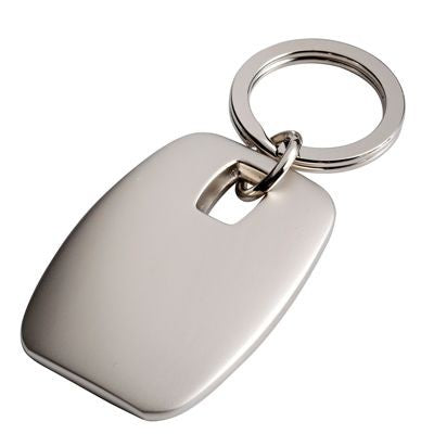 Branded Promotional SQUARE METAL KEYRING in Matt Silver Keyring From Concept Incentives.