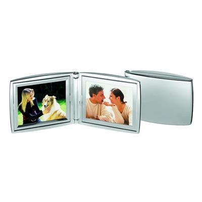 Branded Promotional DOUBLE METAL PHOTO FRAME in Silver Photo Frame From Concept Incentives.