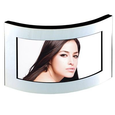 Branded Promotional METAL PHOTO FRAME CURVE in Silver Photo Frame From Concept Incentives.
