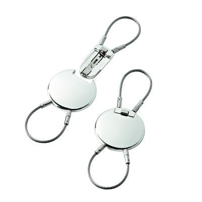 Branded Promotional DOUBLE CABLE METAL KEYRING in Silver Keyring From Concept Incentives.