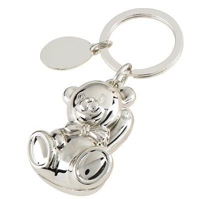 Branded Promotional BEAR LUCKY CHARM METAL KEYRING in Silver Keyring From Concept Incentives.