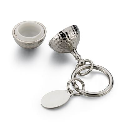 Branded Promotional ROUND GOLF METAL KEYRING in Silver Keyring From Concept Incentives.