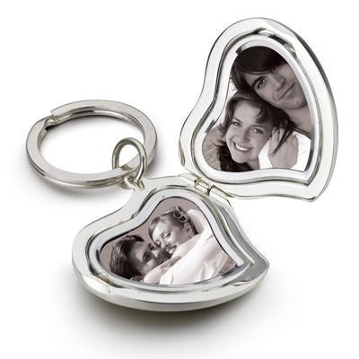 Branded Promotional DOUBLE HEART METAL PHOTO FRAME KEYRING in Silver Photo Frame From Concept Incentives.