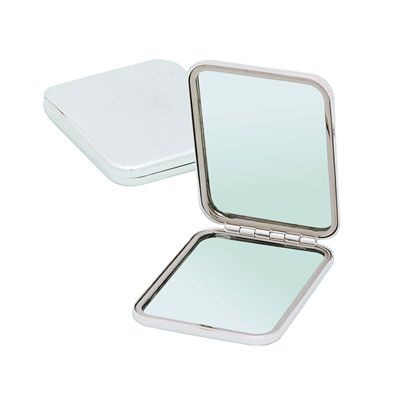 Branded Promotional PICTURE DOUBLE METAL LADIES HANDBAG COMPACT MIRROR in Silver Mirror From Concept Incentives.