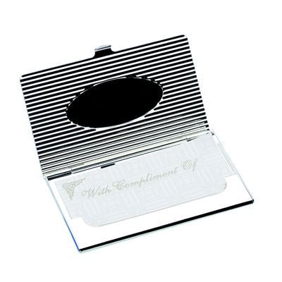 Branded Promotional OVAL DESIGN METAL POCKET BUSINESS CARD HOLDER in Silver Business Card Holder From Concept Incentives.