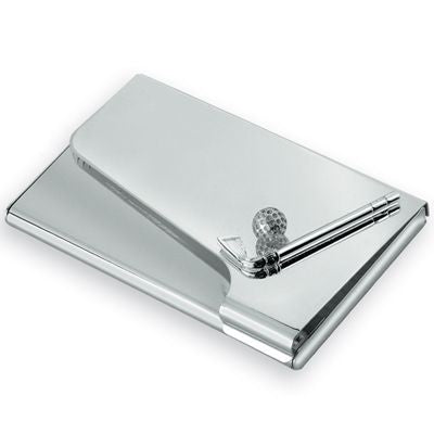 Branded Promotional GOLF POCKET BUSINESS CARD HOLDER in Silver Business Card Holder From Concept Incentives.