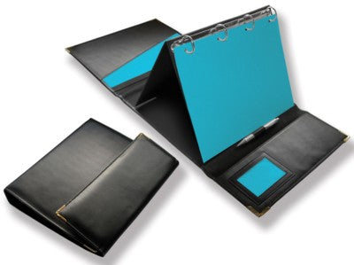 Branded Promotional MALVERN GENUINE LEATHER TRI FOLDING EASEL PRESENTER in Black Easel Presentation Binder From Concept Incentives.