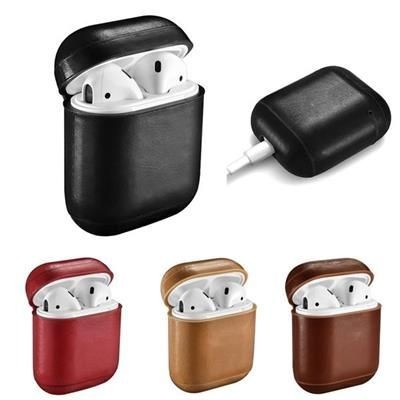 Branded Promotional EARBUDS LEATHER CASE Earphones From Concept Incentives.