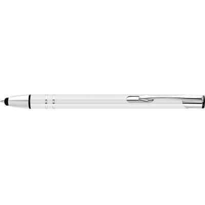 Branded Promotional ELECTRA TOUCH BALL PEN in White with Silver Chrome Trim Pen From Concept Incentives.