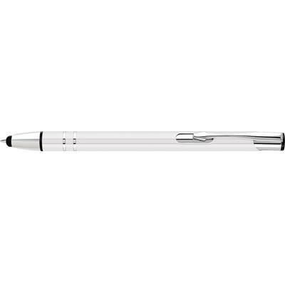 Branded Promotional ELECTRA TOUCH BALL PEN in White with Silver Chrome Trim Pen From Concept Incentives.