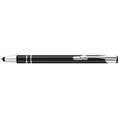 Branded Promotional ELECTRA TOUCH BALL PEN in Black with Silver Chrome Trim Pen From Concept Incentives.