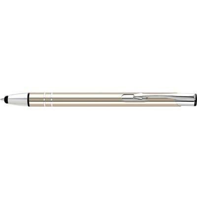 Branded Promotional ELECTRA TOUCH BALL PEN in Gold with Silver Chrome Trim Pen From Concept Incentives.