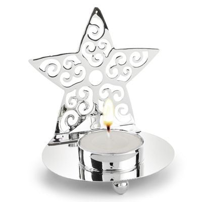 Branded Promotional STAR CANDLE TEA LIGHT HOLDER in Silver Metal Candle Holder From Concept Incentives.