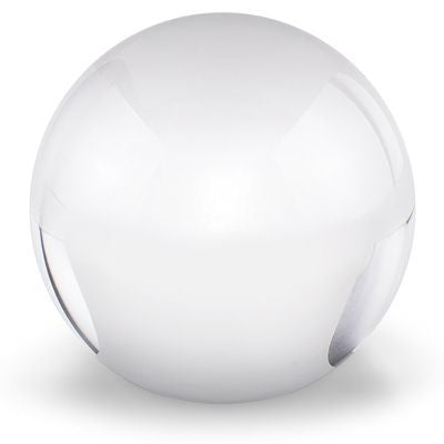 Branded Promotional BALL PAPERWEIGHT with Cut Pattern in White Glass Paperweight From Concept Incentives.