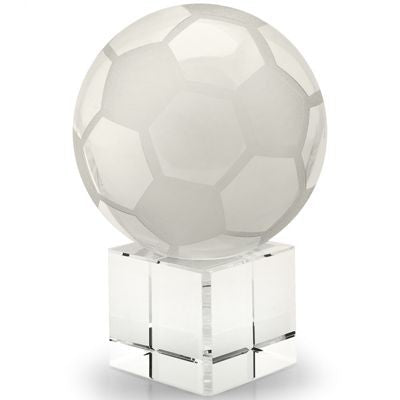 Branded Promotional BALL AND BASE WHITE GLASS FOOTBALL PAPERWEIGHT Paperweight From Concept Incentives.