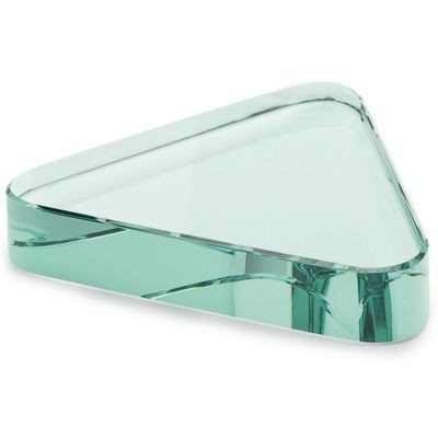 Branded Promotional TRIANGLE GREEN GLASS PAPERWEIGHT Paperweight From Concept Incentives.