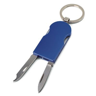 Branded Promotional HORSESHOE SHAPE MULTI TOOL KEYRING in Blue Multi Tool From Concept Incentives.