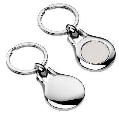 Branded Promotional LEON SHINY SILVER METAL KEYRING with Matt Metal Inlay Keyring From Concept Incentives.