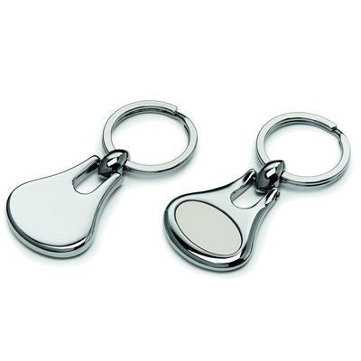 Branded Promotional SAPPHIRE SHINY SILVER METAL KEYRING with Matt Metal Inlay Keyring From Concept Incentives.