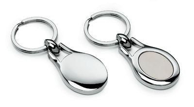 Branded Promotional SILVER CHROME & MATT SILVER OVAL METAL KEYRING Keyring From Concept Incentives.