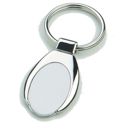 Branded Promotional ANDREW SHINY SILVER METAL KEYRING with Matt Metal Inlay Keyring From Concept Incentives.