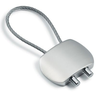 Branded Promotional METAL KEYRING in Silver with Cable Keyring From Concept Incentives.