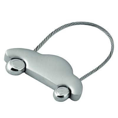 Branded Promotional SATIN SILVER METAL CAR SHAPE KEYRING Keyring From Concept Incentives.