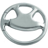 Branded Promotional STEERING WHEEL SATIN SILVER METAL KEYRING Keyring From Concept Incentives.