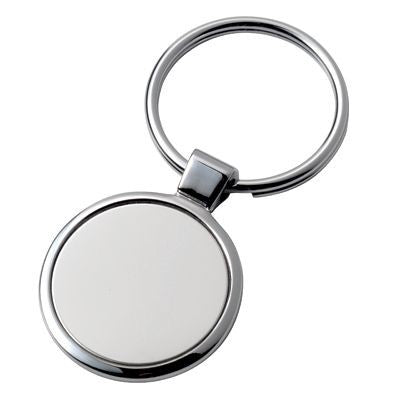 Branded Promotional ROUND MATT SILVER METAL KEYRING Keyring From Concept Incentives.