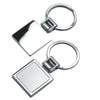 Branded Promotional SQUARE METAL KEYRING in Shiny & Satin Silver Keyring From Concept Incentives.