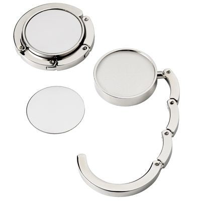 Branded Promotional HANDBAG HANGER HOOK in Silver Metal with Matt Finish Insert Handbag Hanger From Concept Incentives.