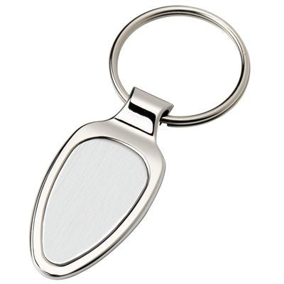 Branded Promotional SILVER METAL KEYRING with Aluminium Silver Metal Plate Insert Keyring From Concept Incentives.