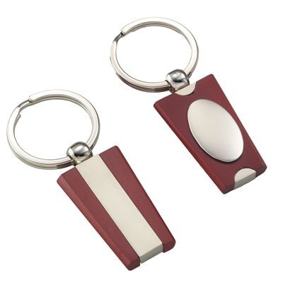 Branded Promotional JUNO KEYRING in Matt Silver Metal & Wood Keyring From Concept Incentives.