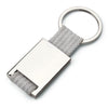 Branded Promotional MATT SILVER METAL KEYRING with Cloth Strap in Grey Keyring From Concept Incentives.