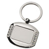 Branded Promotional RECTANGULAR METAL KEYRING in Silver with Crystal Decoration Keyring From Concept Incentives.