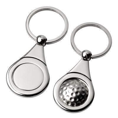 Branded Promotional GOLF SILVER METAL KEYRING with Golf Ball Design Keyring From Concept Incentives.