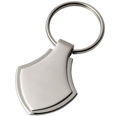 Branded Promotional SHIELD METAL KEYRING in Satin Silver Finish Keyring From Concept Incentives.