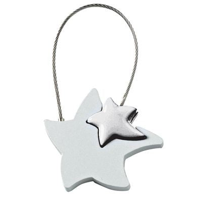 Branded Promotional SILVER STAR METAL KEYRING in Silver Keyring From Concept Incentives.