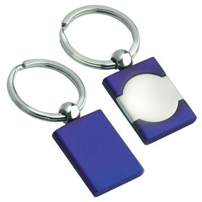 Branded Promotional METAL KEYRING in Satin Silver & Blue Keyring From Concept Incentives.