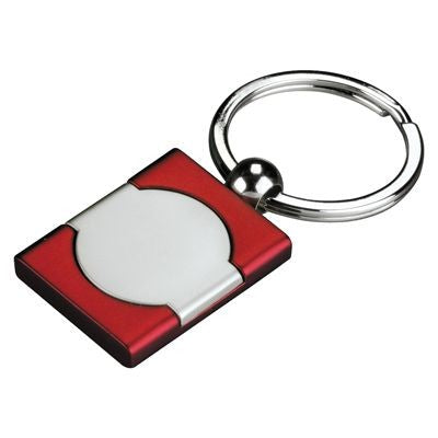 Branded Promotional METAL KEYRING in Satin Silver & Red Keyring From Concept Incentives.