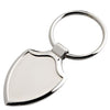 Branded Promotional SHIELD SHAPE METAL KEYRING in Silver with Detachable Plate Keyring From Concept Incentives.