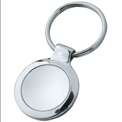 Branded Promotional ROUND METAL KEYRING in Shiny & Satin Silver Keyring From Concept Incentives.