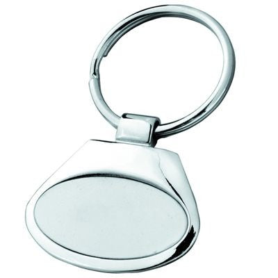 Branded Promotional OVAL METAL KEYRING in Shiny & Satin Silver Keyring From Concept Incentives.