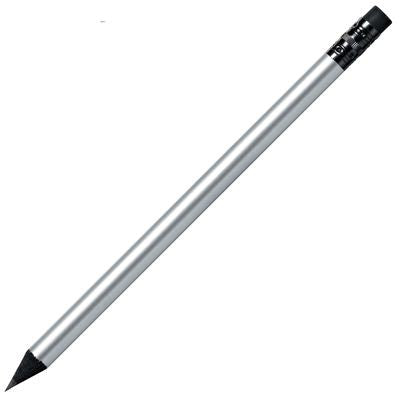 Branded Promotional BLACK WOOD PENCIL in Silver with Black Eraser Pencil From Concept Incentives.