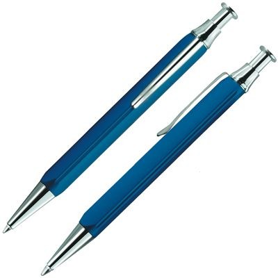 Branded Promotional TRIANGULAR METAL BALL PEN in Blue Pen From Concept Incentives.
