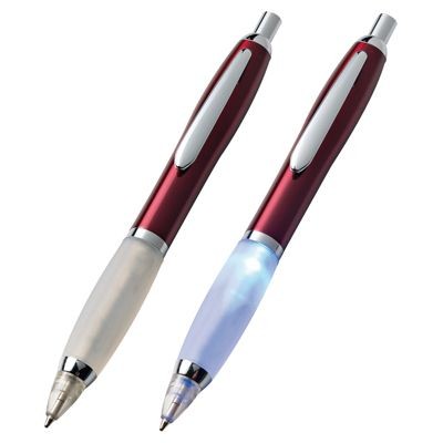 Branded Promotional LIGHT UP METAL BALL PEN in Red with Red Light Pen From Concept Incentives.