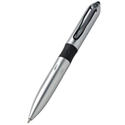 Branded Promotional MATT SILVER METAL BALL PEN with Black Centre Ring Pen From Concept Incentives.